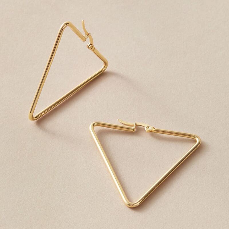 

1pair Triangle Design Stud Earrings, Gold