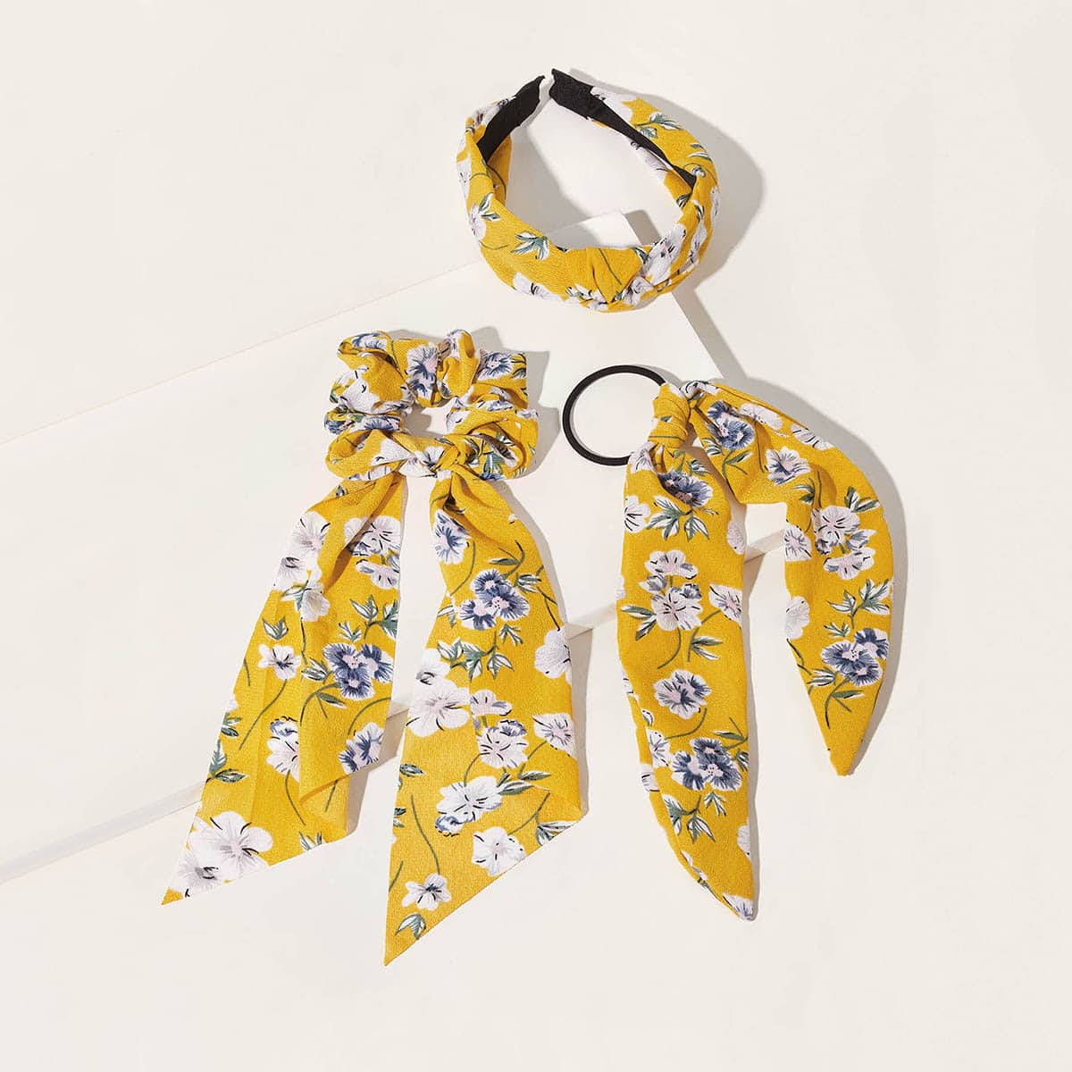 

3pcs Ditsy Floral Pattern Hair Accessories, Yellow