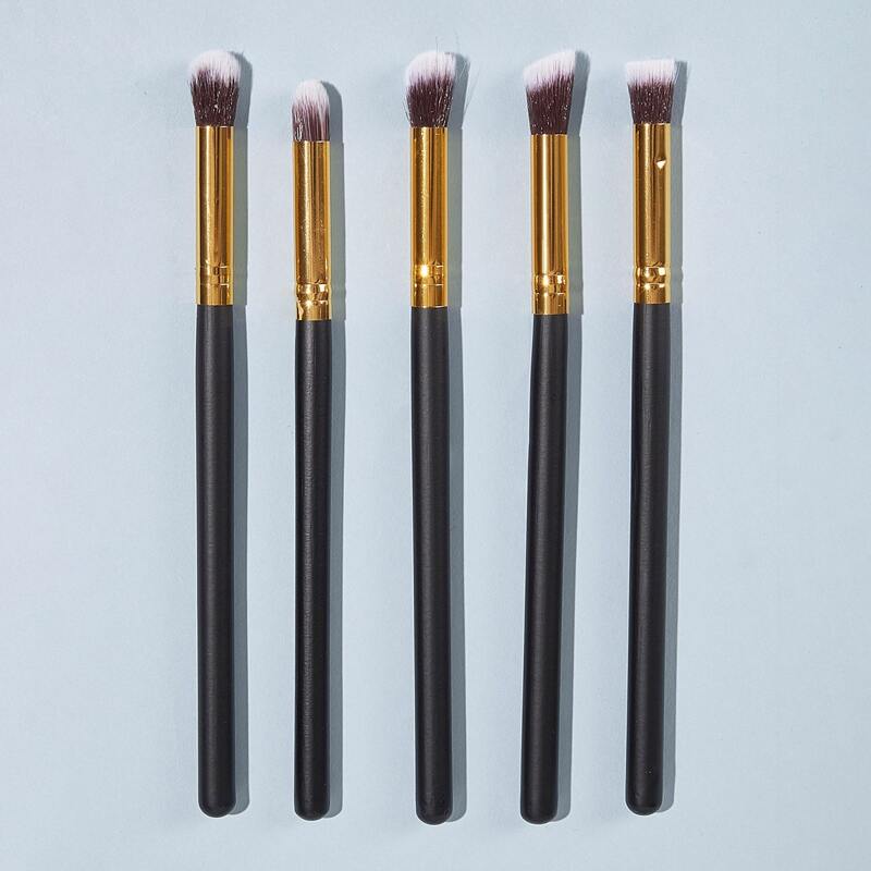 

5pcs Duo-fiber Makeup Brushes Set, Black