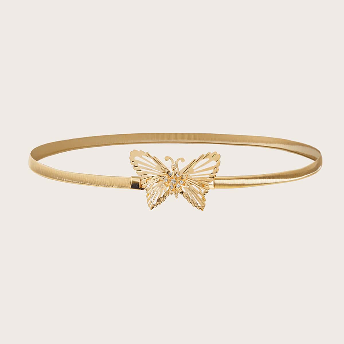 

Rhinestone Engraved Butterfly Waist Chain Belt, Gold