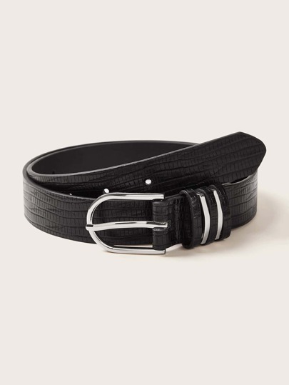 Lizard Pattern Metal Buckle Belt