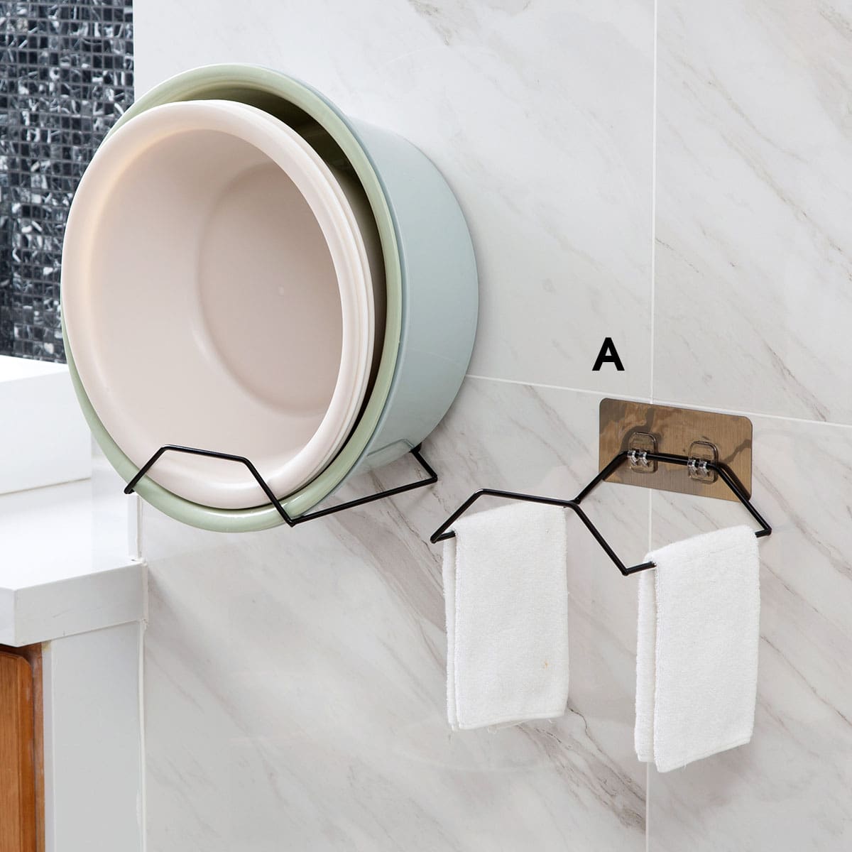 

1pc Multifunction Washbasin Rack, Black and white