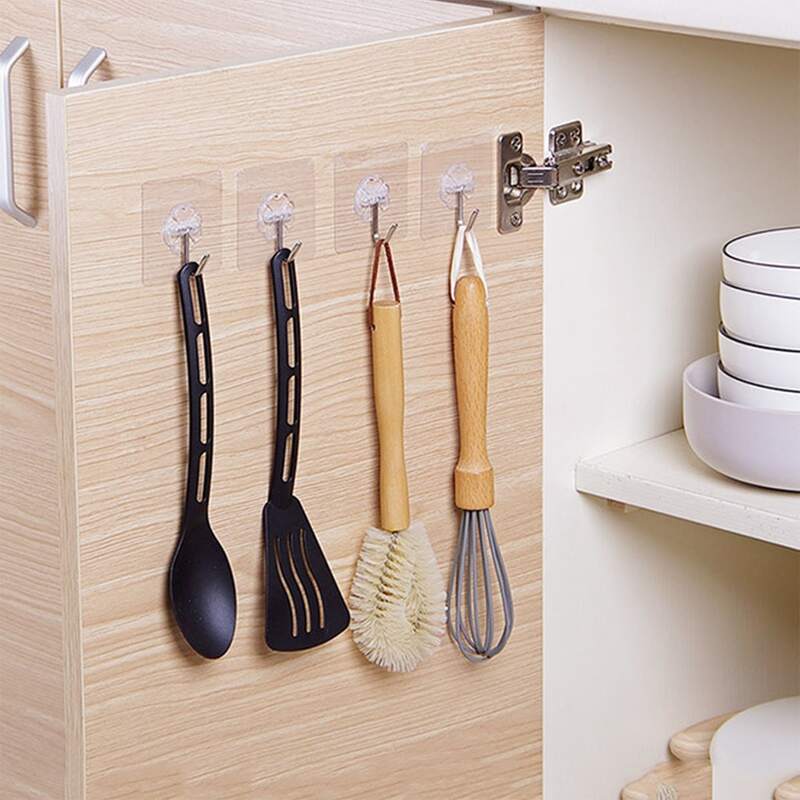 

10pcs Transparent Strong Self-Adhesive Wall Hook, Multicolor