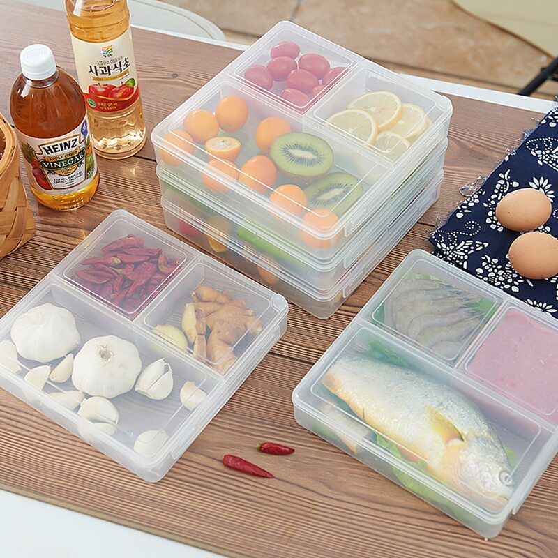 

1pc Three Grid Transparent Food Storage Box