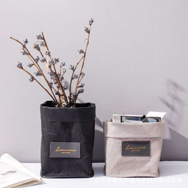 

1pc Vintage Kraft Paper Storage Basket, Multicolor