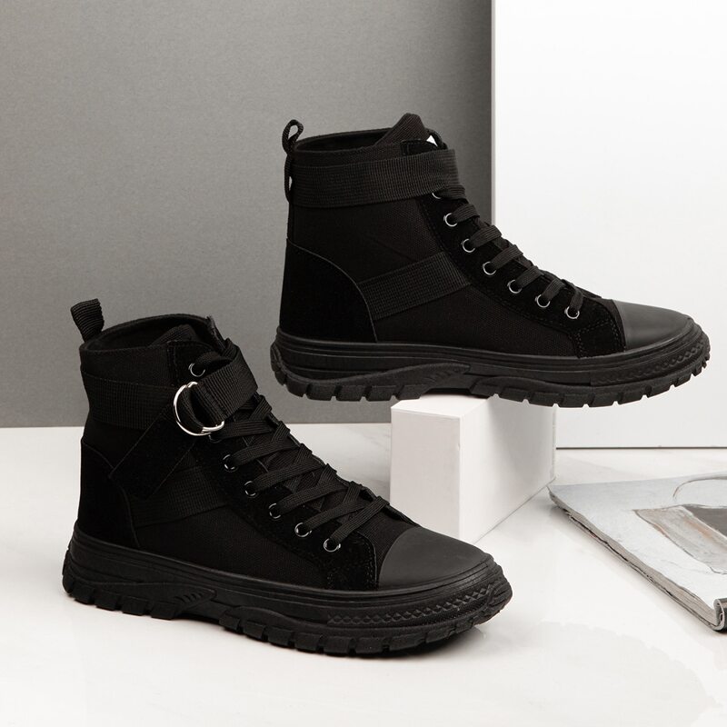 

Guys Lace-up Front Canvas Hiking Boots, Black