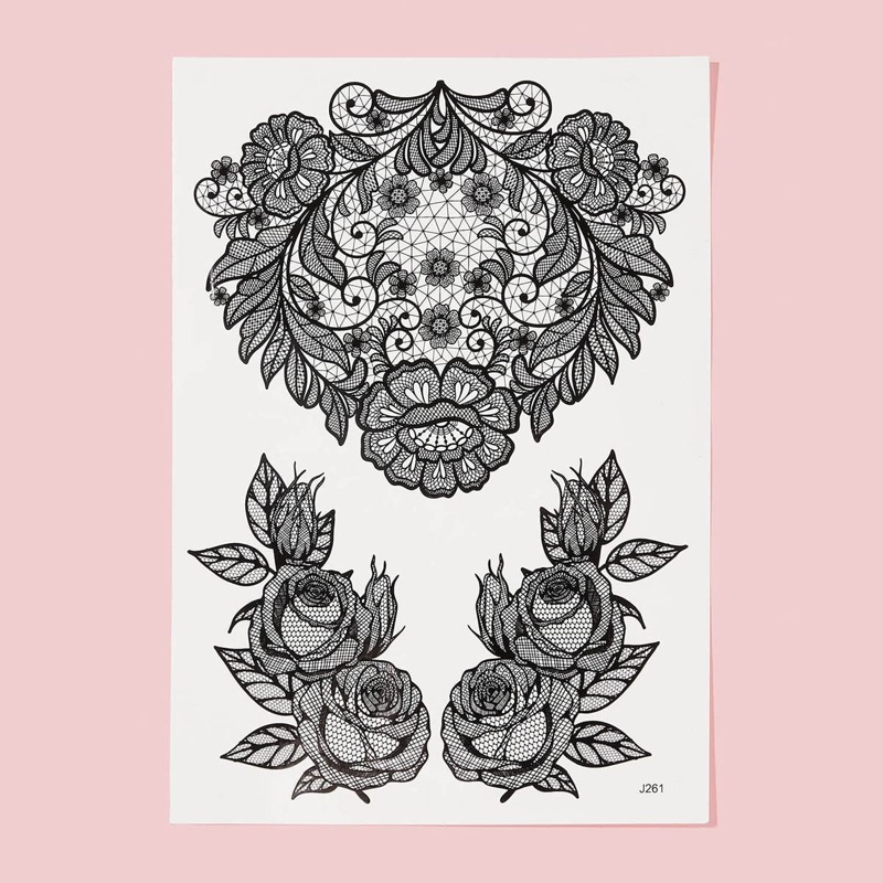

Flower Pattern Tattoo, Black