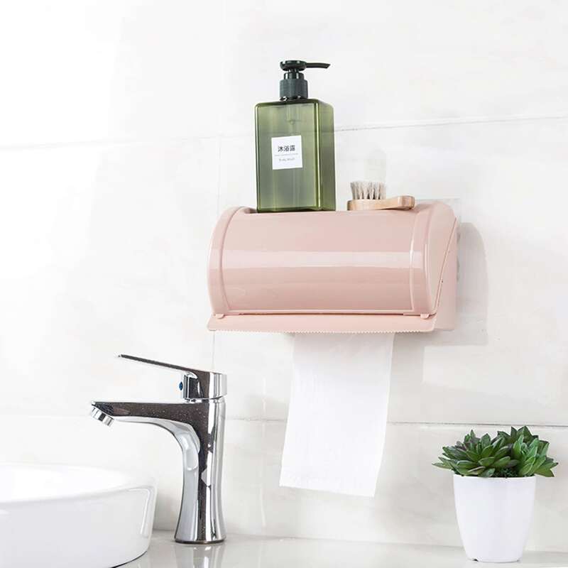 

1pc Wall Mounted Plastic Tissue Box, Multicolor