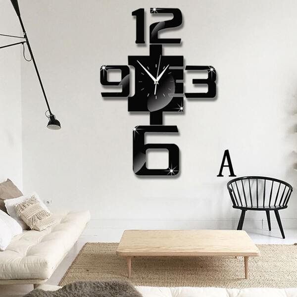 

1pc Abstract Mirror Surface Wall Clock, Multicolor