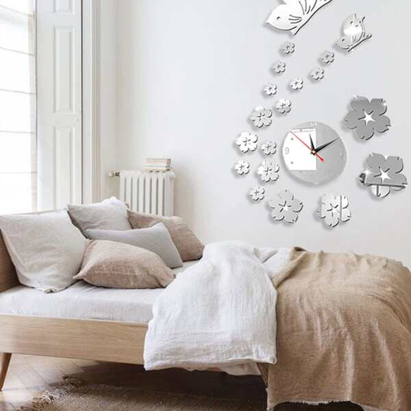 

1pc Butterfly Mirror Surface Wall Clock, Multicolor