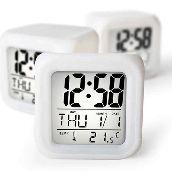 

Square Digital Clock, White