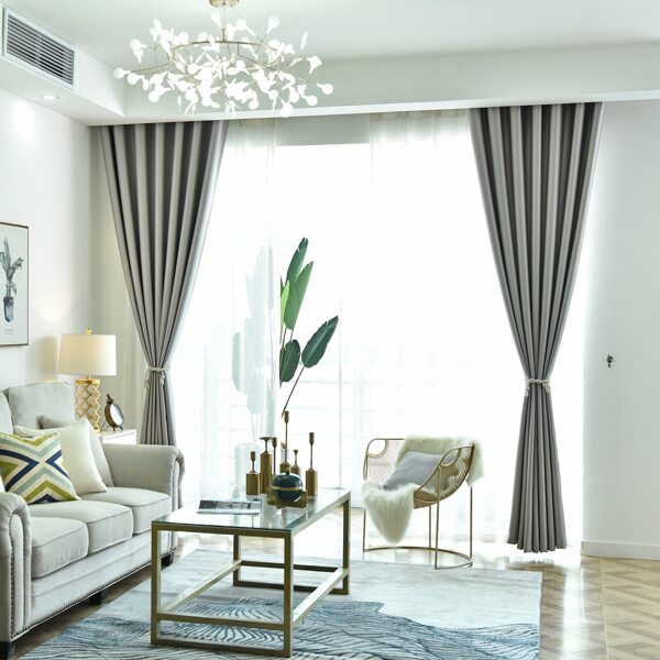 

1pc Solid Blackout Curtain, Grey