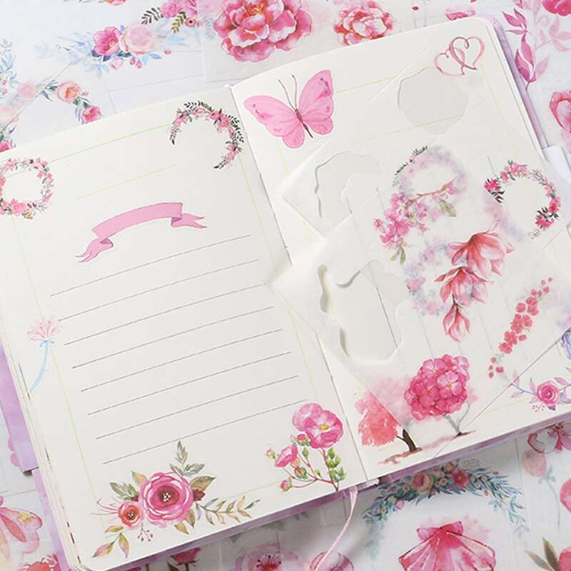 

50pcs 1box Flower & Leaf Print Sticker