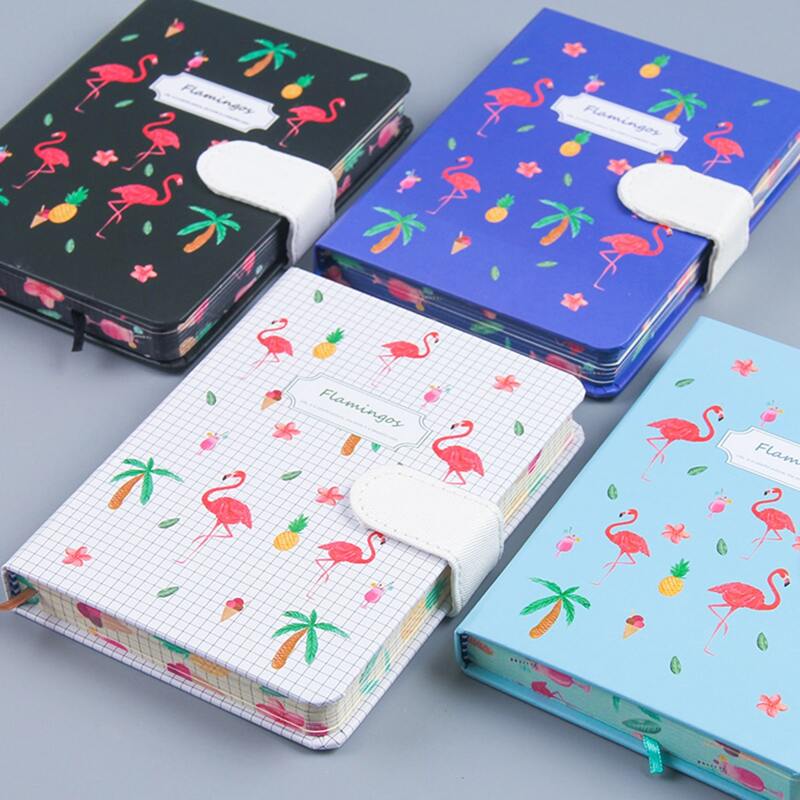 

1pack Random Flamingo Print Cover Notebook With Magnetic Button
