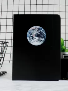 Cuaderno de cubierta con estampado de luna al azar 1 paquete - Negro - Ver 4