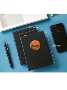 Cuaderno de cubierta con estampado de luna al azar 1 paquete - Negro - Ver 5