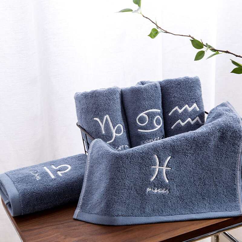 

1pc Random Letter Embroidered Thick Hand Towel, Blue