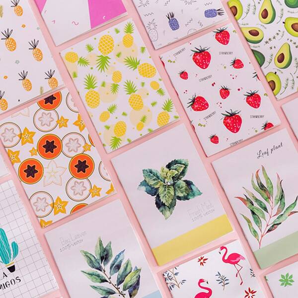 

10packs Random Fruit & Plant Print Cover Notebook
