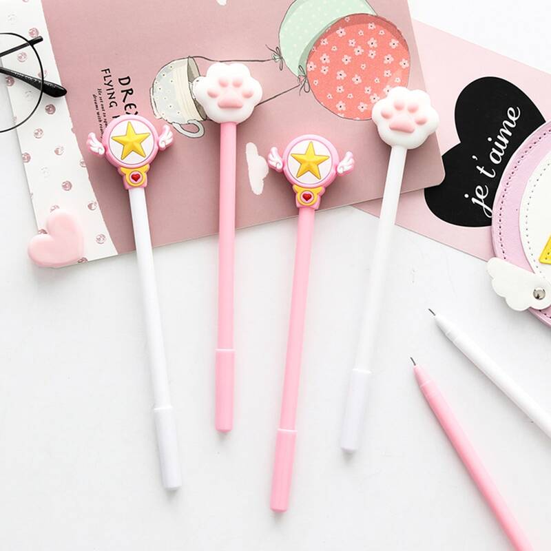 

4pcs Random Cartoon Magic Cane & Cat Paw Gel Pen