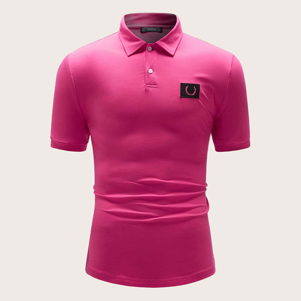 

Guys Graphic Patched Detail Polo Shirt, Pink