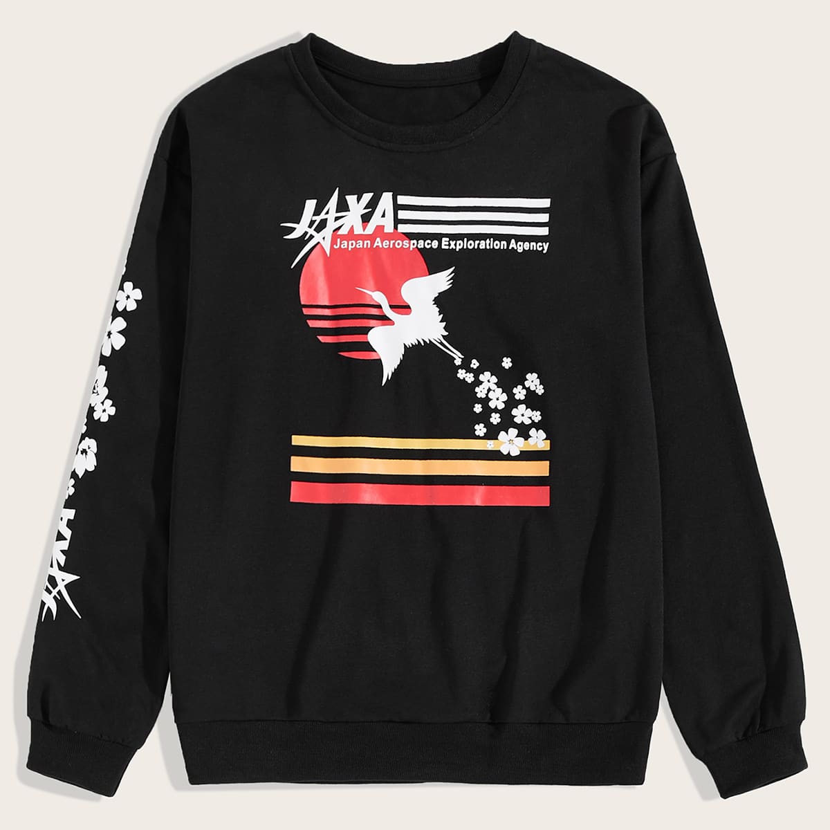 

Guys Letter & Egret Print Sweatshirt, Black