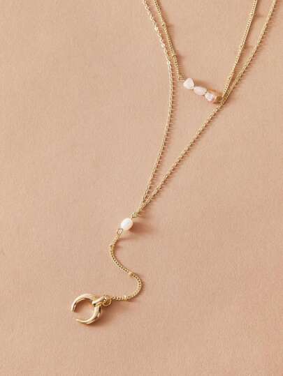 1pc Horn Charm Layered Necklace