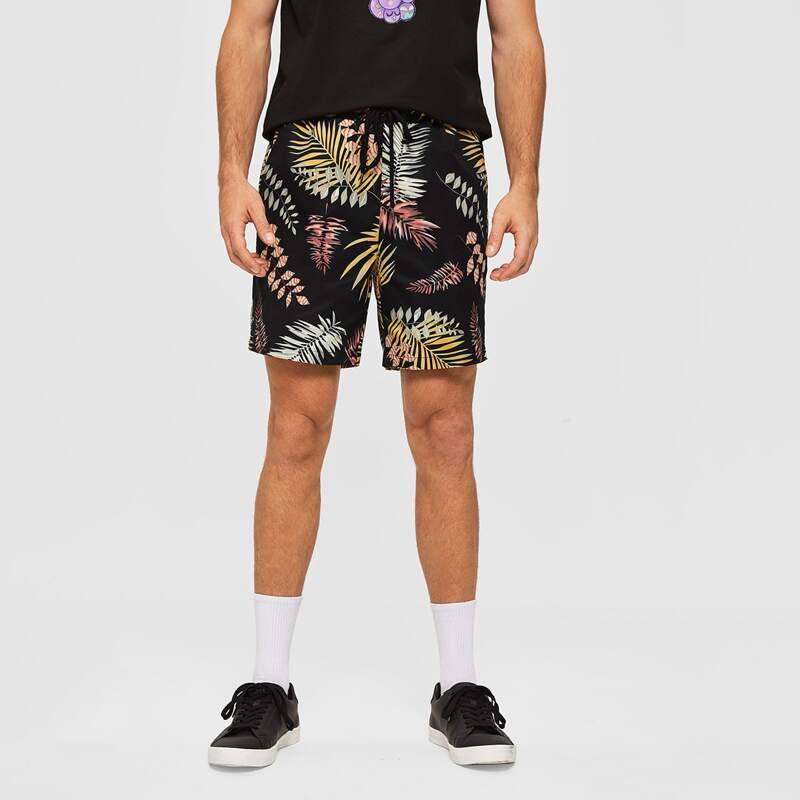 

Guys Drawstring Waist Tropical Print Bermuda Shorts, Multicolor