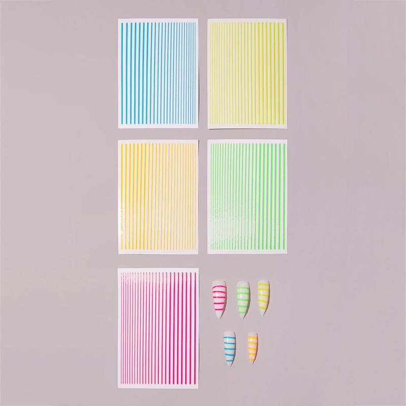 

5pcs Neon Nail Stickers, Multicolor
