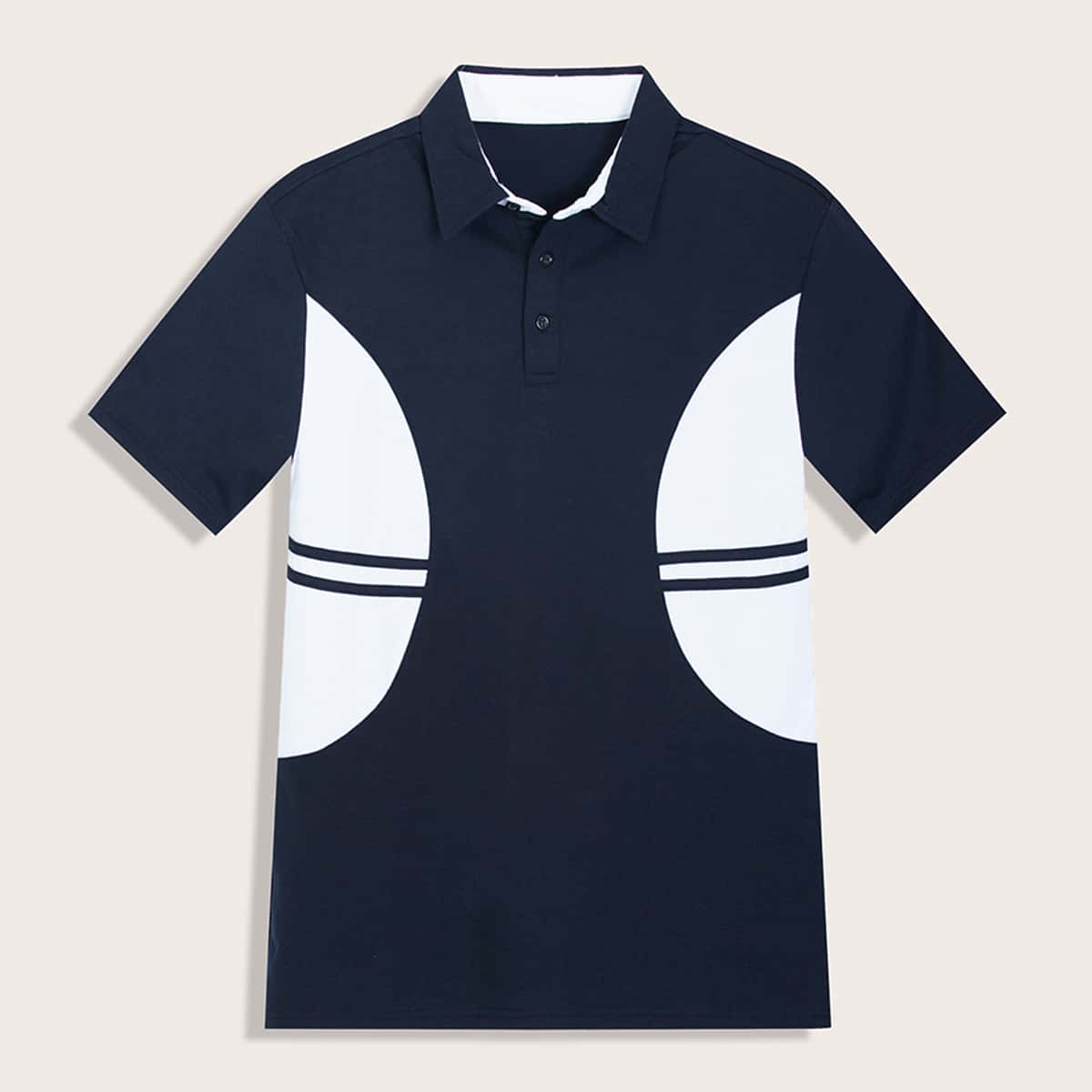 

Guys Contrast Panel Polo Shirt, Navy