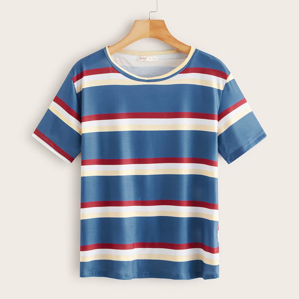 

Block Striped Round Neck Tee, Multicolor