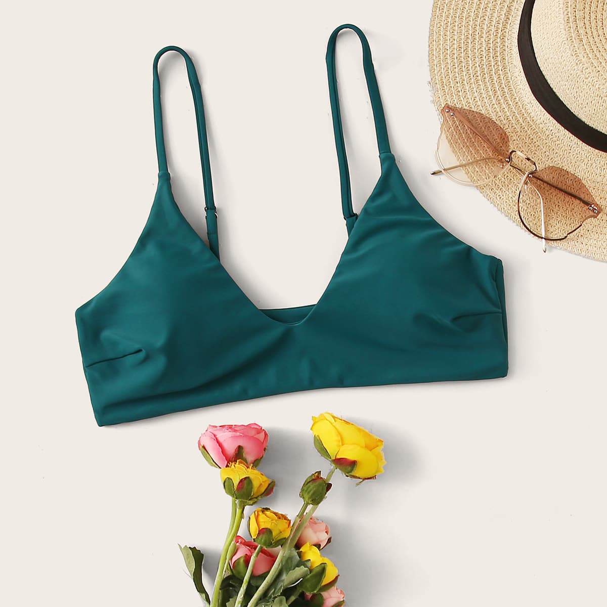 

Spaghetti Strap Bikini Top, Green