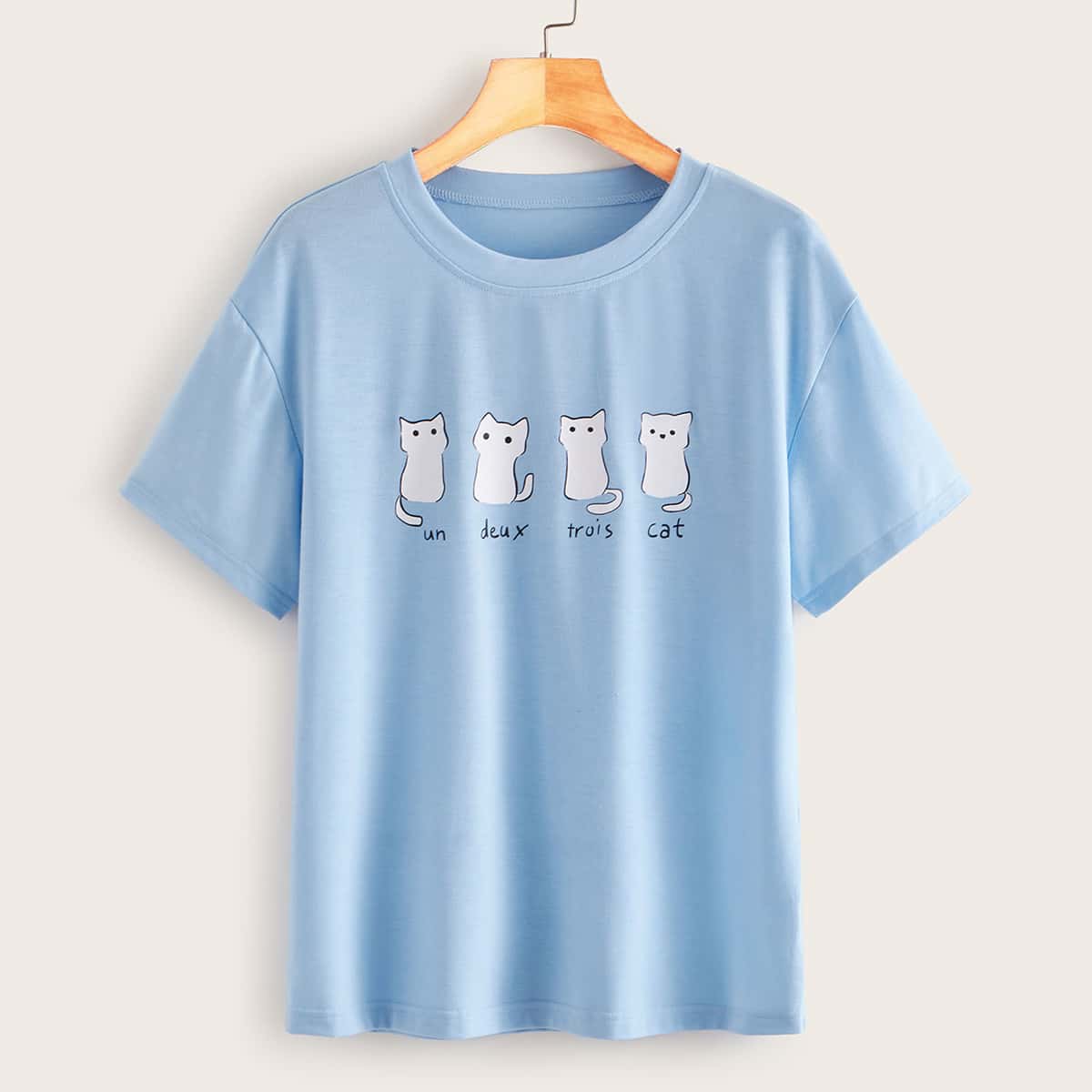 

Cat Print Blue Tee