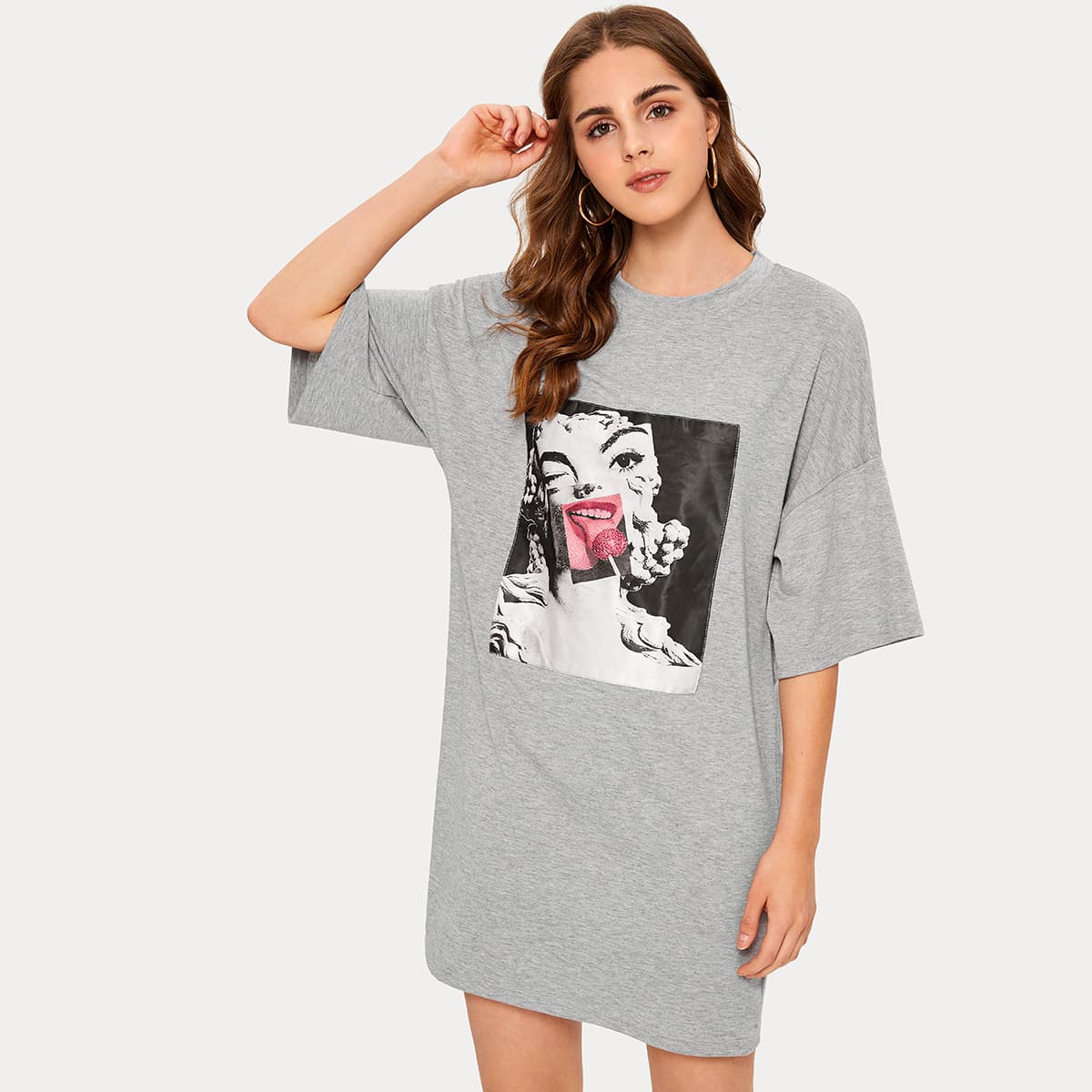 

Figure Graphic Tee Dress, Grey