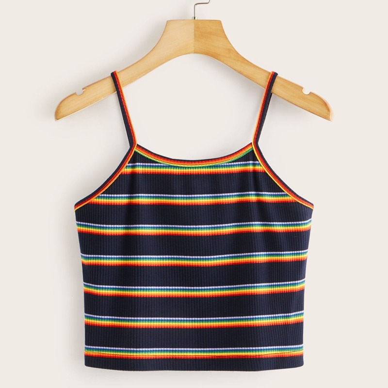 

Rainbow Striped Crop Cami, Multicolor
