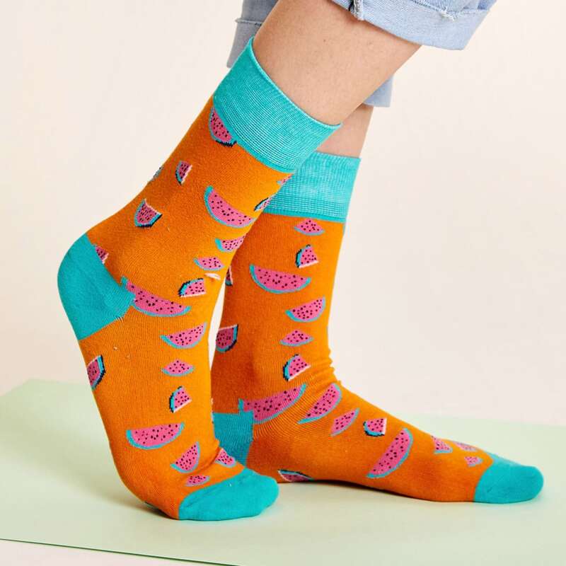 

1pair Fruit Pattern Socks, Multicolor