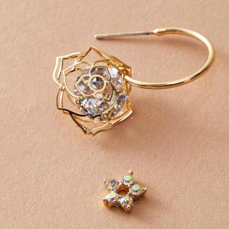 

1pair Flower Hoop Drop Earrings, Multicolor