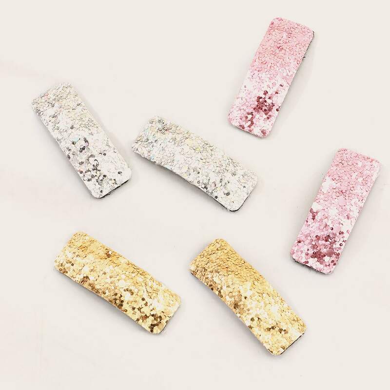 

6pcs Sequin Decor Hair Snap Clip, Multicolor