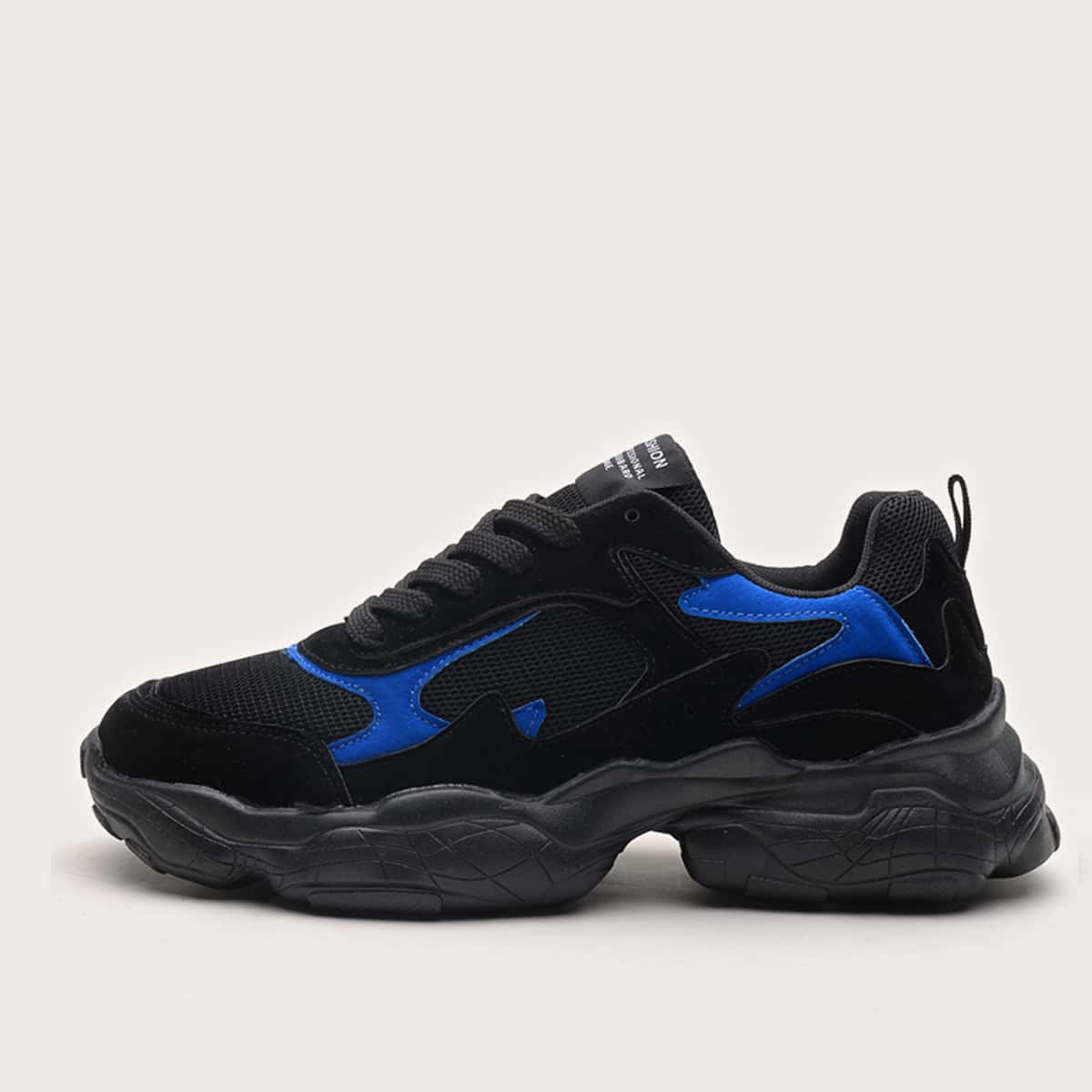 

Guys Lace-up Front Mesh Panel Chunky Sneakers, Black