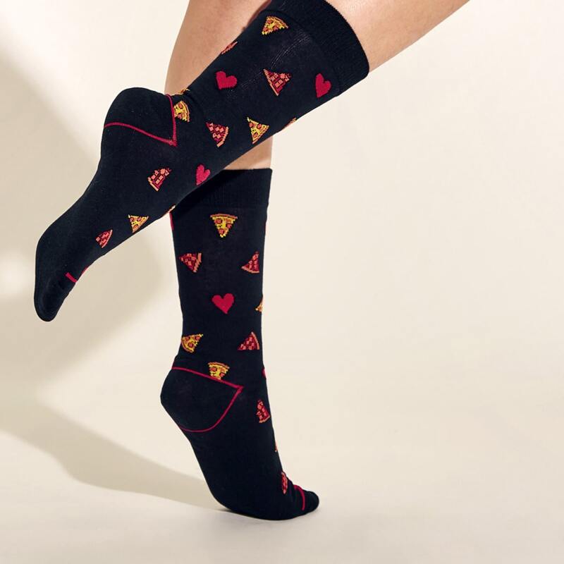 

1pair Cartoon Graphic Socks, Black