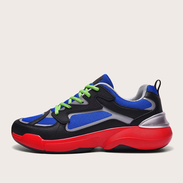 

Men Lace-up Front Mesh Panel Sneakers, Multicolor
