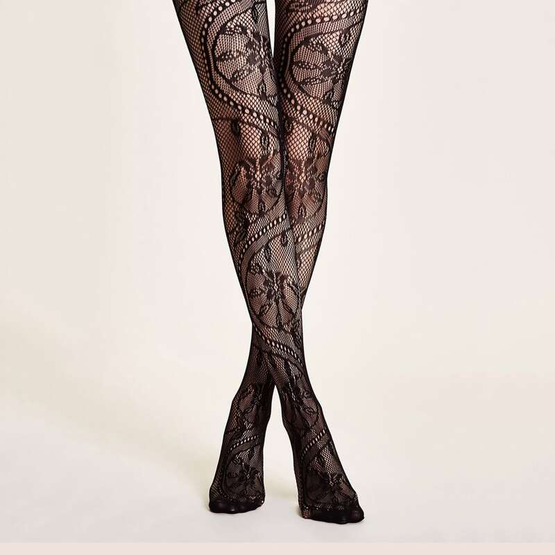 

Flower Pattern Mesh Tight, Black