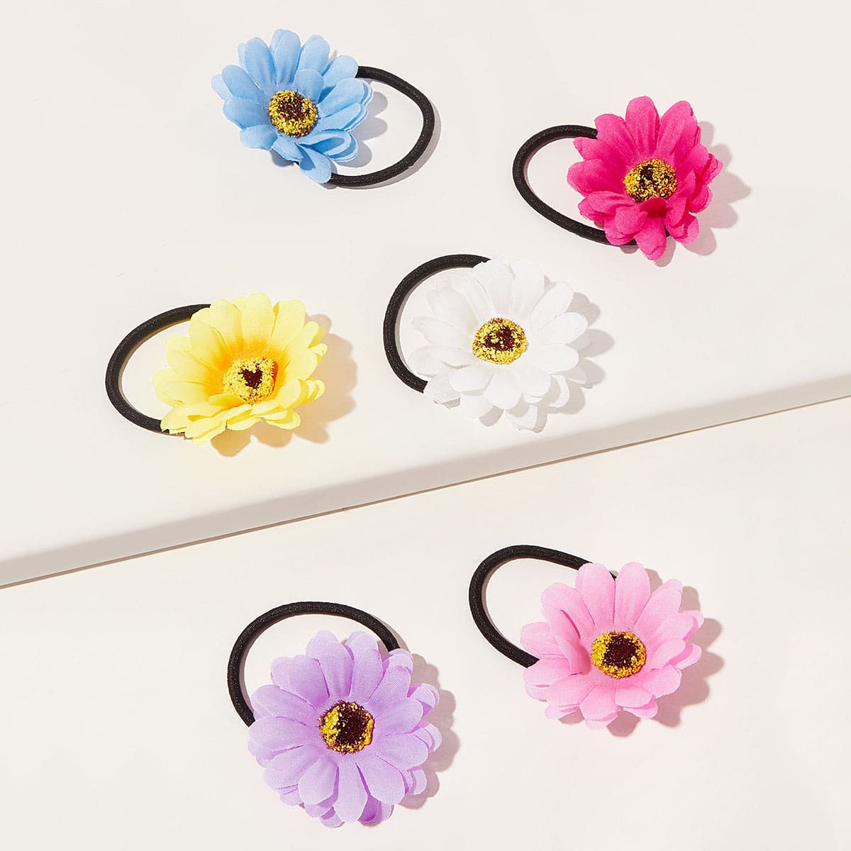 

6pcs Flower Decor Hair Tie, Multicolor