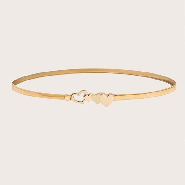 

Girls Solid Heart Buckle Belt, Gold