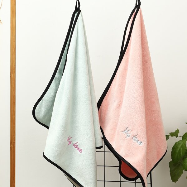 

1pc Slogan Embroidery Towel, Multicolor