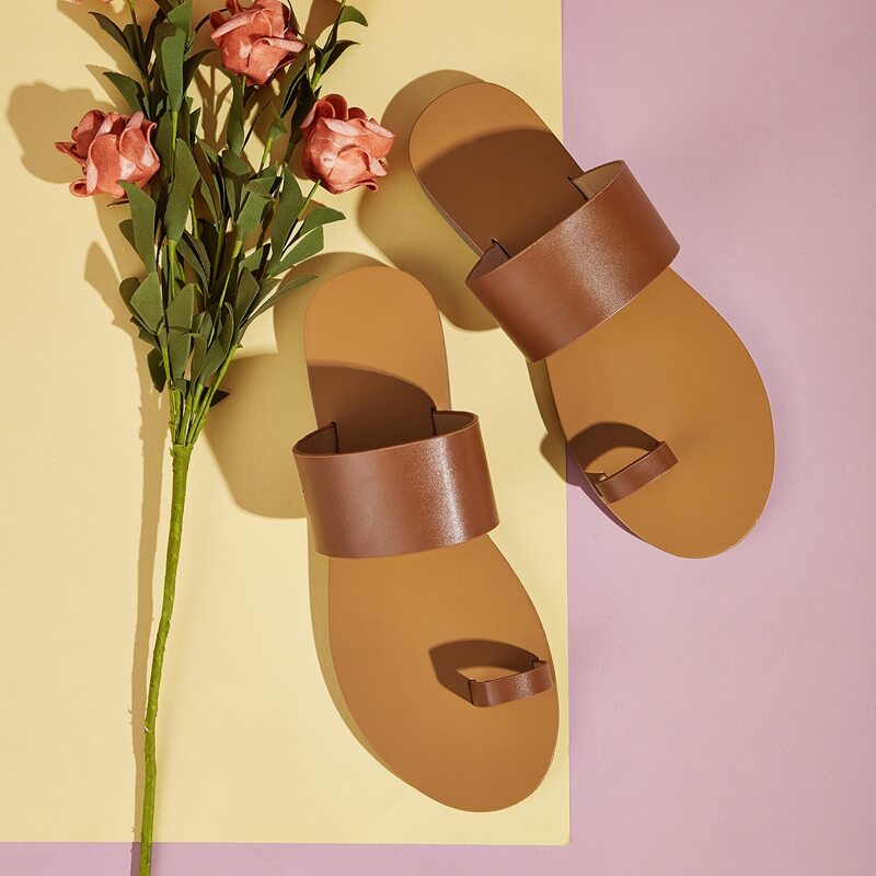 

Toe Post Flat Sliders, Brown