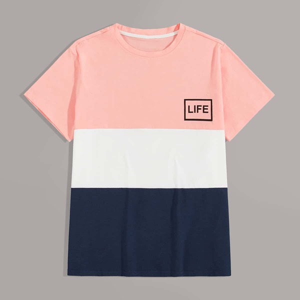

Men Cut And Sew Letter Graphic Tee, Multicolor