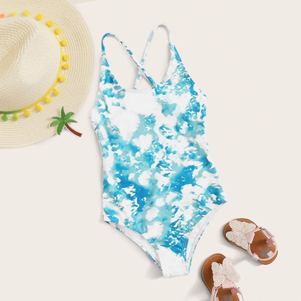 

Toddler Girls Tie Dye One Piece Swimwear, Multicolor