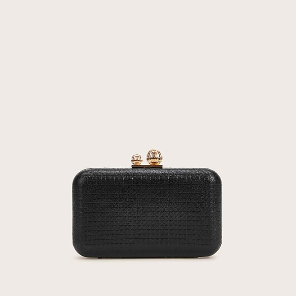 

Clip Top Chain Clutch Bag, Black