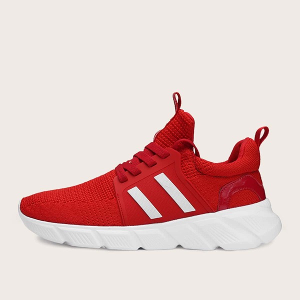 

Men Lace-up Front Striped Sneakers, Red