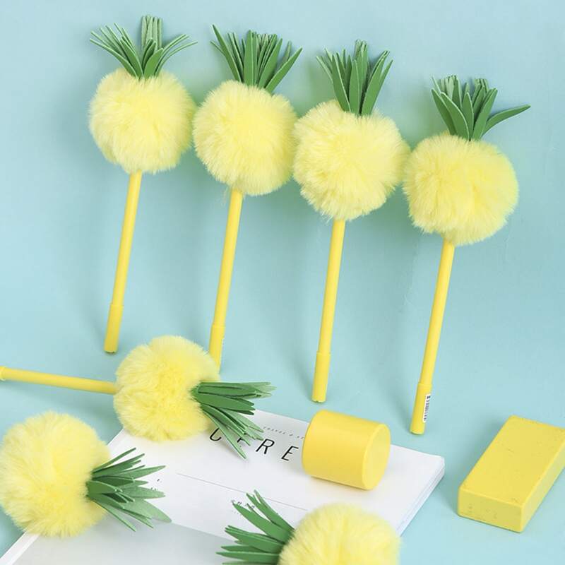 

2pcs Pom Pom Pineapple Gel Pen